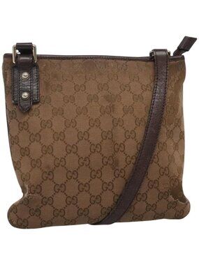 GUCCI GG Canvas Shoulder Bag Brown 257246